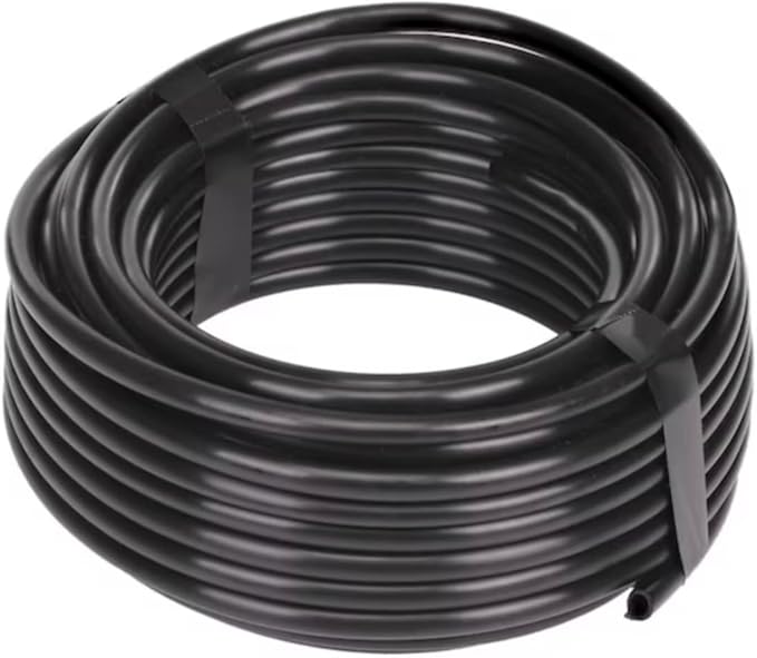 Rocky Mountain Goods Drip Irrigation Tubing - Heavy Duty Blank Drip Hose Ready for Custom Drip Irrigation Setup - Works with 1/4” Barbed Fittings - Black PVC - Easy to Use (50 Foot 1/4")
