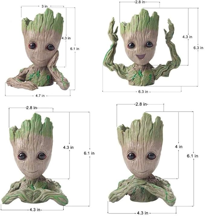Baby Groot Flowerpot Tree Man Planter Flower Pot with Drainage Hole Pencil Pen Holder,Diligencer Office Party Ornament Christmas Birthday Gift Planter 6