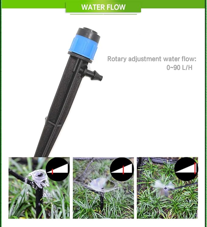 Lxcom Lighting Irrigation Drippers Drip Emitters Micro Spray Adjustable 360 Degree Full Circle Pattern Water Flow Irrigation Drippers Micro Bubbler Sprinkler Drip System Parts Drip Irrigation, 50 Pack