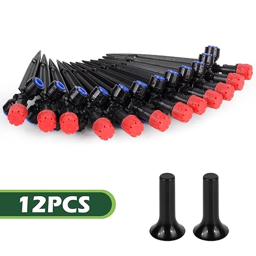 11PCS Adjustable Drip Irrigation Emitters(8-Hole) Kit-Quick Connect for 1/4" Tubing,Dual Adjustment System-Easy to Install Drippers for Precise Garden Watering of Vegetables,Shrubs&Flowers