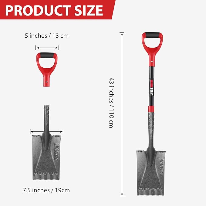 Spade Shovel Garden Flat Shovel Square Point Shovel Trenching Shovel for Digging Gardening Planting Edging, 43 inches