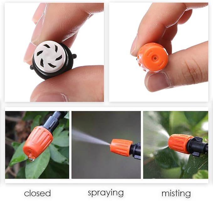 MSDADA 50Ft Drip Irrigation Kit, Automatic Garden Irrigation System 1/4" Blank Distribution Drip Hose, Atomizing Nozzle Mister Dripper for Greenhouse, Garden, Flower Bed, Patio, Lawn（Blue）