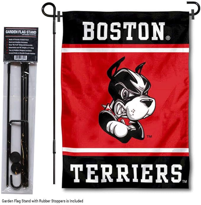 College Flags & Banners Co. Boston Terriers Garden Flag with Stand Holder