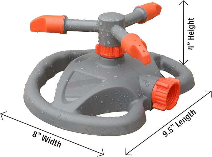 360 Rotating Sprinkler for Garden with Adjustable Spray Nozzles | 8 Inch Wide Base for Stability | Water Sprinkler for Lawn