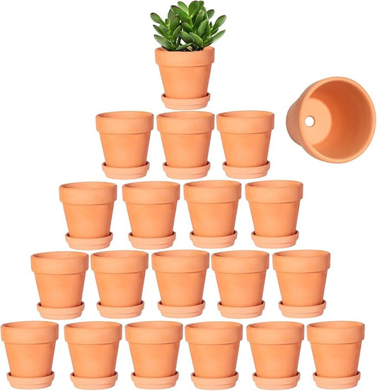 3 Inch Terracotta Pots with Saucer-20 Pack Succulent Cactus Plant Pots with Drainage Hole, Great for Plants Garden Windowsill Indoor & Outdoor Wedding Favors Gifts
