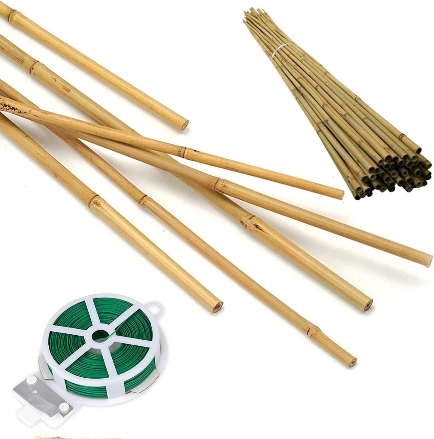 50 Pack 4ft Bamboo Plant Stakes for Wood Garden Sticks，Wooden Plant Supports，Bamboos，Bamboo Trellis，Crafts, More Size Choices 8"/12"/16"//2'/3'/4'/5'/6'