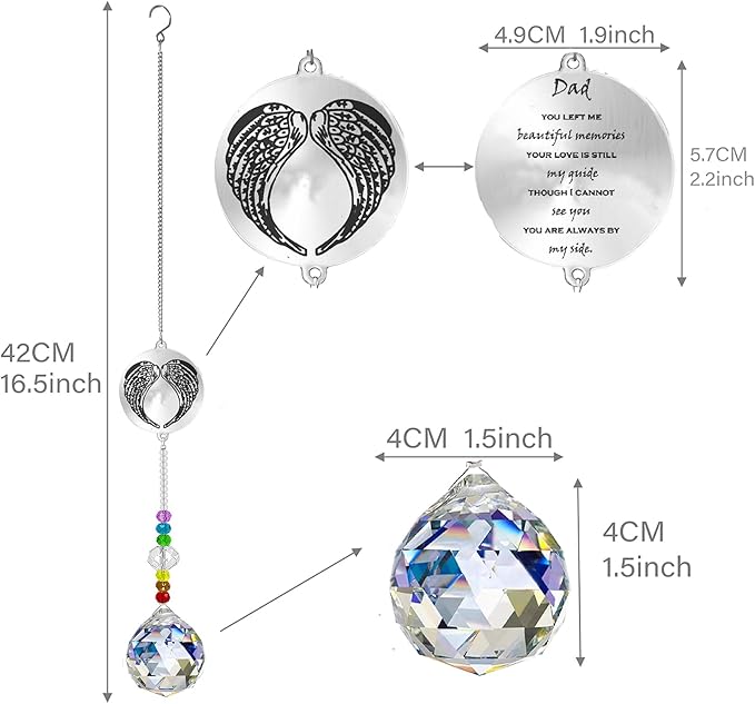 Memorial Gifts Crystal Suncatcher,Unique Sympathy Gifts for Loss of Loved One,Rainbow Maker Bereavement Gifts Box for Loss of Father Mom Dad Son Daughter Husband Brother Grandmother (Dad)