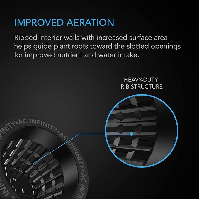 AC Infinity Net Cups 2-Inch, Heavy Duty Garden Slotted Net Pots with Wide Lip Rims, 50-Pack Black Bucket Basket for Indoor Outdoor Growing, Orchids, Aquaponics, Hydroponics