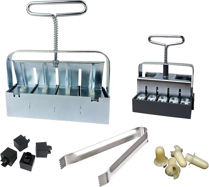 Authentic Ladbrooke Soil Block Maker 5-Pc. Essentials Nesting System Includes Mini 4, Micro 20, Cubic Inserts, 1" Seed Dibbles, and Grow Tweezers, Made in England