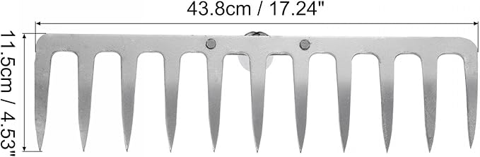 uxcell 11 Teeth Garden Rake Head, Galvanized Manganese Steel Stone Rake for Garden Farm Backyard Without Handle Hard Rake Head Only, Silver Tone