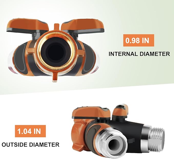 Hose Splitter, Garden Hose Splitter 2 Way Heavy Duty,3/4" Spigot Adapter Connector with 2 Kink Free Faucet Extension Hose Protector 6 Rubber Washers and PTEP Tape for Drip Irrigation, Lawns