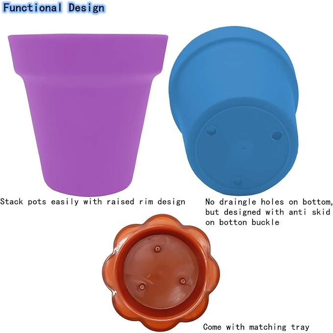 50 Packs Cupcake Plant Nursery Pots with Humidity Dome- Planting Containers Cups- Small Flower Pots for Indoor Outdoor Plant Succulent Vegetable (Mixed Color)