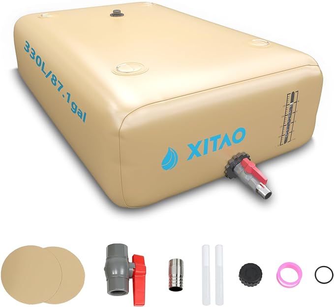 XITAO 87Gal/330L Water Storage Bladder w/Water level Indicator, Large Capacity Foldable Water Storage Containers, Portable Emergency Water Tank Water Bag for RVs, Fire Prevention, Irrigation