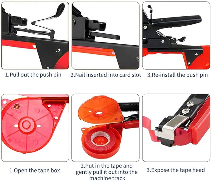 Plant Tying Machine,Plant Vine Tying Machine Tool with 10000pcs Staples 20 Rolls Tape Plant Tape Gun for Grapes,Raspberries,Tomatoes,and Vining Vegetables Tying Tool （Black）