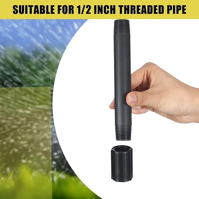 Yaomiao 5 Pcs Sprinkler Head Pipe Riser Extension 1/2 Inch MPT PVC Double Male Pipe Thread Sprinkler Riser for Lawn Irrigation System Automatic Irrigation Connector Raised Pipe (6 Inch)