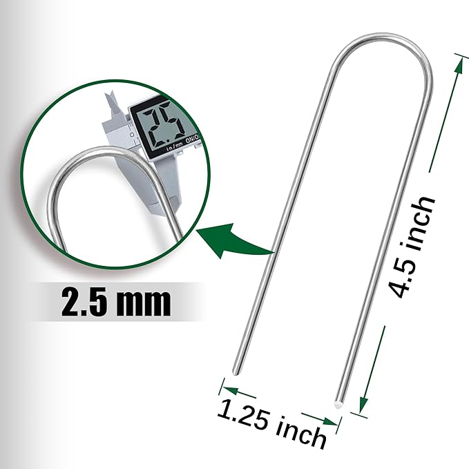 U Shaped Garden Stakes 4 Inch 160 Pack Drip Irrigation Stakes Galvanized Landscape Garden Staples Hose Stakes for Soaker Hose Drip Line Irrigation Tubing Tube, Lawn Ground and Weed Barriers