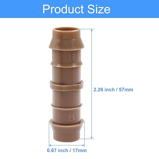 17mm/1/2 Inch Barbed Coupling, 12 Packs Drip Line Connectors Fittings for 1/2 Inch Drip Tubing, Drip Irrigation Coupler for Patio, Lawn, Garden