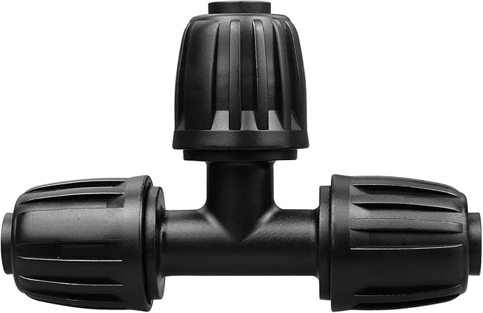 Drip Irrigation Fittings for 1/2 Inch Tubing (0.60"-0.63" OD), 10 Pieces Barbed Tee Drip Parts Locked Tee Connectors, 3 Way Drip Line Nuts Connectors for 1/2" Drip Irrigation Hose (13mm ID)