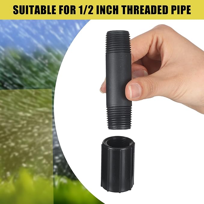Yaomiao 5 Pcs Sprinkler Head Pipe Riser Extension 1/2 Inch MPT PVC Double Male Pipe Thread Sprinkler Riser for Lawn Irrigation System Automatic Irrigation Connector Raised Pipe (3 Inch)