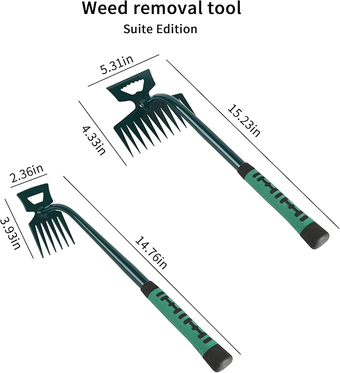 Weeding Artifact Uprooting Weeding Tool Kit 2 Pack 6 Teeth 11 Teeth Weed Pulling Tool Portable Manual Weeder Puller for Vegetable Gardening Backyard Farm Planting Weeding