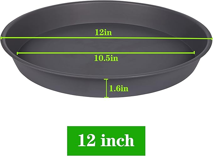 2 Pack of Bird Bath Bowl 12", 1.6" Depth, 10 12 inch Birdbath Bowls Dish Only for The Garden, Large Plant Saucer (12", Gray)