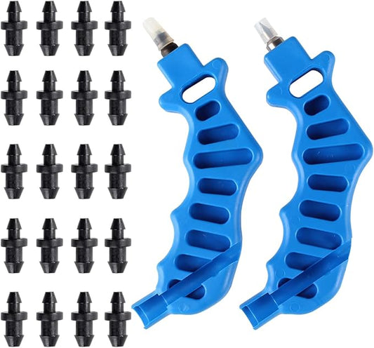 2-in-One Drip Irrigation Tubing Hole Punch, Drip Tube Hole Puncher Fitting & Emitter Insertion Tools, 1/4 inch Tube Goof Hole Plugs