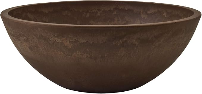 PSW Pot M25C Collection Shallow Garden Bowl Low Planter for Succulents, Bonsai, Fairy Gardens, Herbs, 10-inch, Chocolate