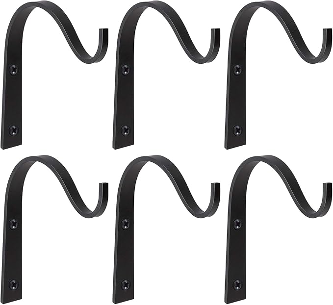 Mkono 6 Pack Iron Wall Hooks for Hanging Plant Lanterns, Plant Hanger Fence Metal Bracket for Bird Feeders, Wind Chimes, Mason Jar Sconces, Light Outdoor Indoor Rustic Home Decor, 3 Inch