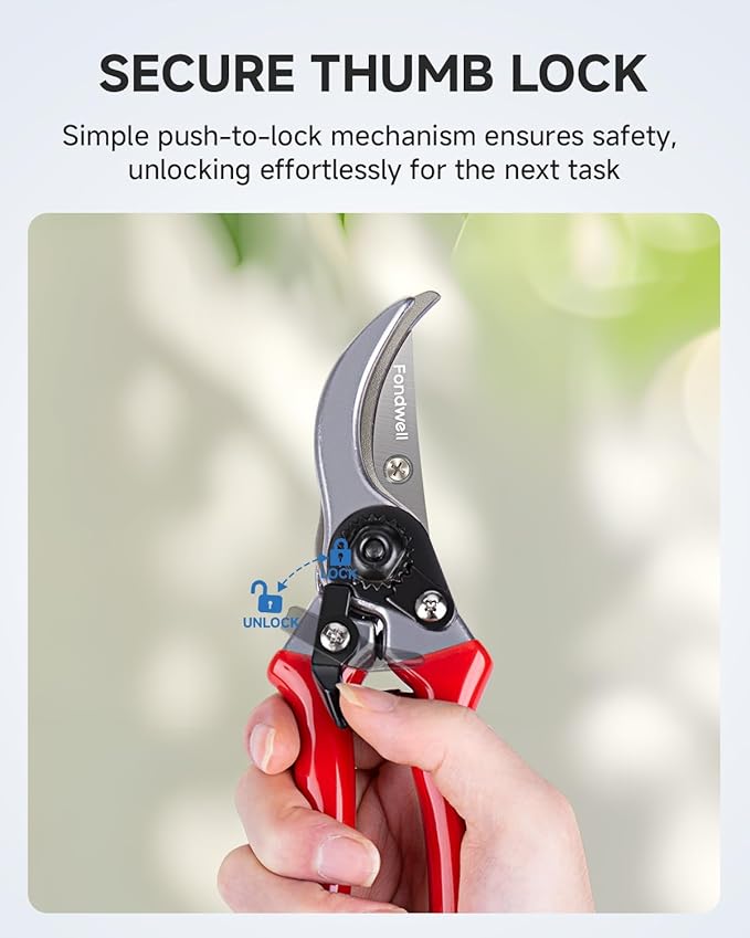 Fondwell 8.5" Bypass Pruning Shears for Gardening: Heavy Duty Garden Clippers Hand Pruners of High Cutting Efficiency