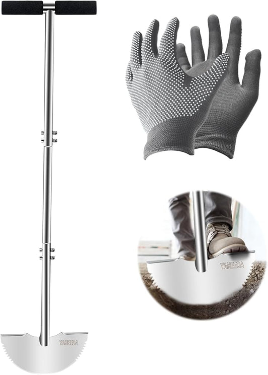 Lawn Edger Tool, 38-Inch Long Stainless Steel Handle Lawn Edger,Half Moon Blade with D-Grip for Garden Boarder,Grass, Sidewalk, Yard