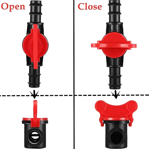 33 Pack Drip Irrigation Fittings Kit for 1/2" Tubing - 1 Switch Valve, 8 Tees, 8 Couplings, 8 Elbows and 8 End Cap Plugs Barbed Connectors for Drip Sprinkler Systems, Garden, Patio, Lawn