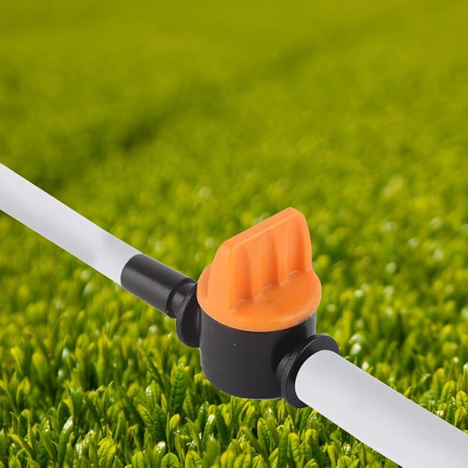 1/4 Inch Drip Tube Shut off Valve, Universal Tubing Irrigation Coupling Switch Plastic Hose Pipe Tube Drip Line Cut Off Barbed Adapter Through Connector Leakproof Fittings for Garden Lawn 50PCS