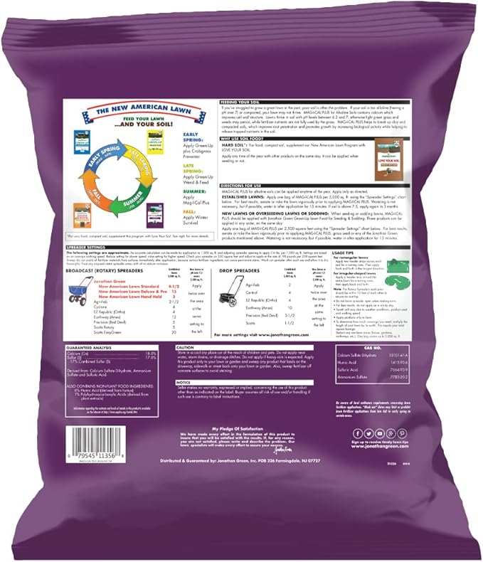 Jonathan Green (11356 Mag-I-Cal Plus Soil Food for Lawns in Alkaline & Hard Soils - Soil Amendment for Grass (5,000 Sq. Ft.), No Size, Brown