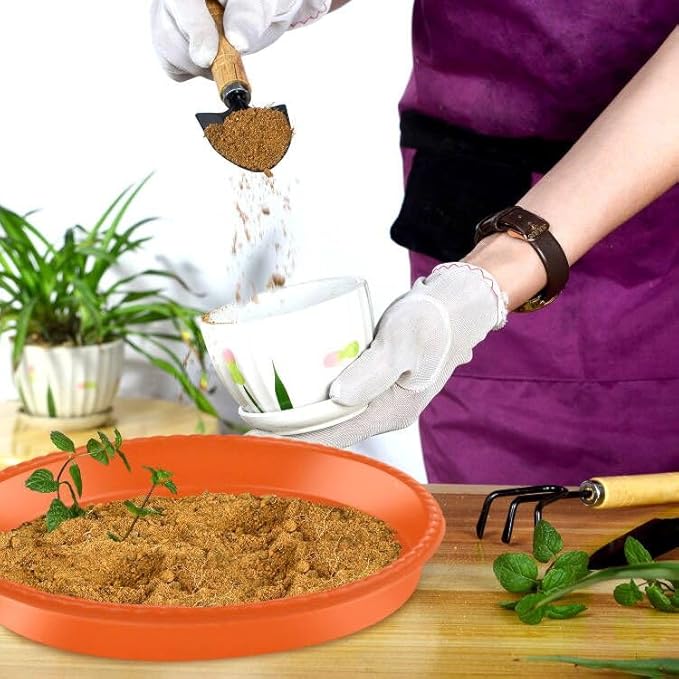 9 Pack Plant Saucers (8 inch /10 inch /12 inch),Heavy Sturdy Plant Trays Pot Tray for Indoor Clear Plastic Flower Pot Saucers Thicker Plant Water Drip Trays for pots-Terracotta