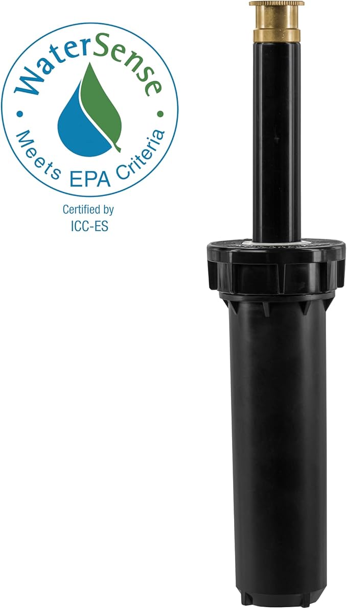 Orbit 80312 Professional Pressure-Regulating Pop-Up Spray Head Sprinkler with Brass Nozzle, 4" Full Spray