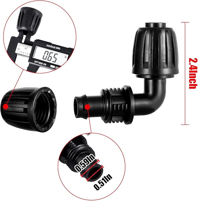 12pc 1/2 inch Irrigation Elbow Fittings,ANTI DROP Lock Barbed Elbow Fittings For (1/2" ID x0.6-0.63" OD) Drip Tubing Drip Irrigation Fittings (12pc 1/2 inch Irrigation Elbow Fittings)
