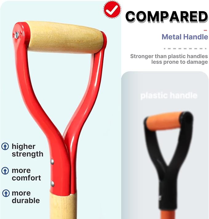 Spade Shovel,Transplanting Spade，Drain Spade,Spade Shovels for Digging,Sharp Shooter Shovel or Spade,45Inch,Stell D-Grip,Wooden Handle