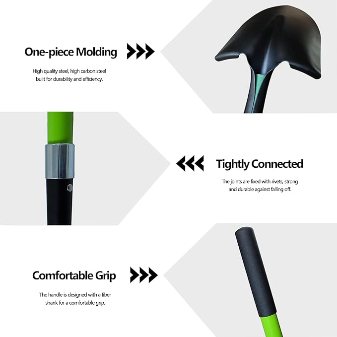 Shovel for Digging, Heavy Duty Shovel for Digging, 57 Inch Straight Handled Round Shovel with Non-Slip Tail Cover, Lawn and Yard Tools, Fiberglass Handle(Green)