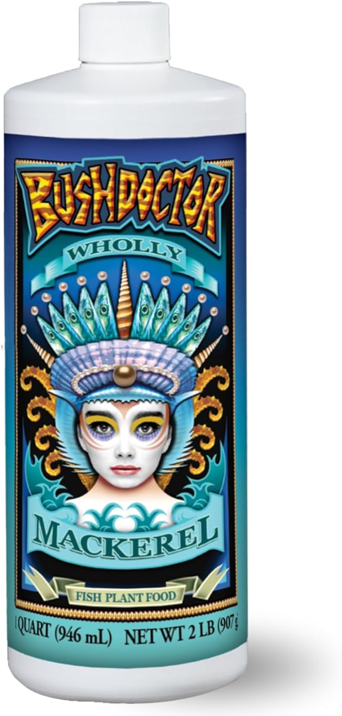 FoxFarm Bush Doctor Wholly Mackerel Fish Fertilizer, Fx14113 - Liquid Plant Nutrient for Seedlings, Transplants, and Vegetative Growth – NPK 3-1-0 (Quart)