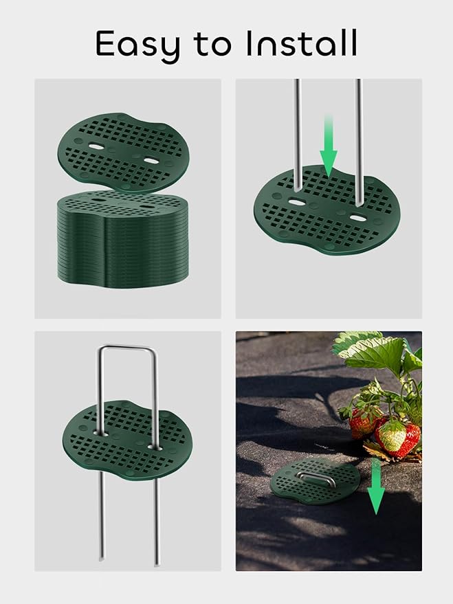 GROWNEER 200 Pack Galvanized Landscape Staples 6 inch 11 Gauge Garden Staples and 200 Pack Gasket U-Shaped Tent Stakes SOD Pins Yard Stakes for Securing Weed Fabric Barrier Ground Cover Fence