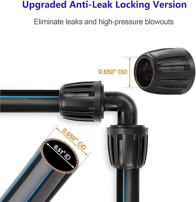 Drip Irrigation Elbow Accessories, 1/2 Inch Lock Barb Elbow Connector (1/2" ID x 0.640" OD) Drip Irrigation Connector for Use In Garden Drip Irrigation Systems (10Pcs)