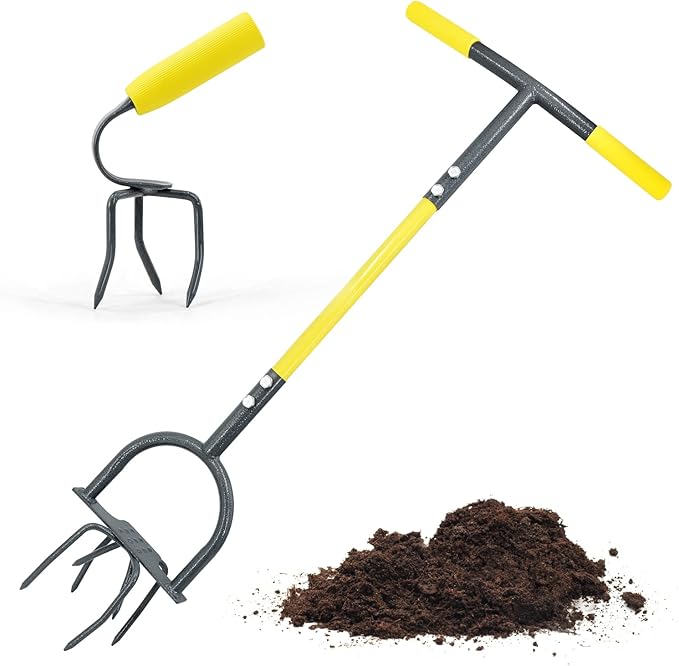 Jardineer Hand Tiller Garden Claw Set, Garden Twist Tiller with Small Soil Tiller, Heavy Duty Manual Tiller for Flower Box and Raised Bed