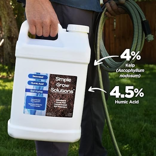Organic Super Seaweed Humic Acid Blend for Lawn & Plants - Soil Treatment for Turf Grass and Garden- Liquid Sea Kelp -Soil Hume- Increase Nutrient Uptake - Use with Fertilizer Program (2.5 Gallon)