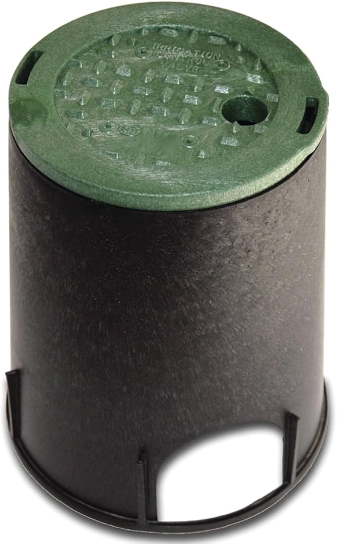 Rocky Mountain Goods 6” Round Valve Box and Cover - 9” Height Sprinkler Valve Box Base Extension with Green Cover Lid - Clean Organized Protection for Irrigation Valves - Easy Install