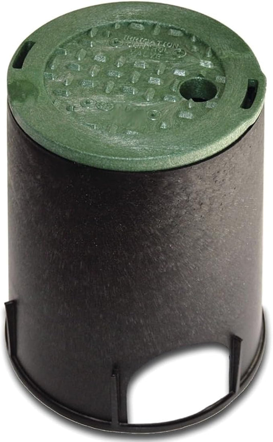 Rocky Mountain Goods 6” Round Valve Box and Cover - 9” Height Sprinkler Valve Box Base Extension with Green Cover Lid - Clean Organized Protection for Irrigation Valves - Easy Install