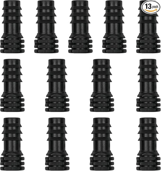 13 Pcs Drip Irrigation Fittings End Cap 1/2 Inch, In-Line Barbed Plug End Connector For 1/2 Inch Drip Tubing 13mm ID Drip Line End Parts For Garden Irrigation Systems