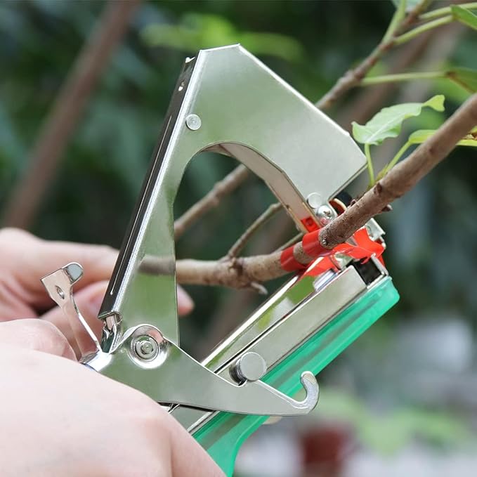 Plant Tying Machine,vine tying machine,plant tape gun for climbing plants,Grapes, Raspberries, Tomatoes and Vining Vegetables flowers. With 10 Rolls Tape, Spare Blades and Springs,10000pcs Staples