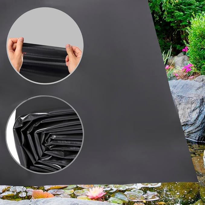 Pond Liners 10 x 15 Feet, Easy Cutting LDPE Pond Liner 20 Mil, High Preformed Koi Pond Liner for Ponds, Streams, Fountains and Garden Waterfall