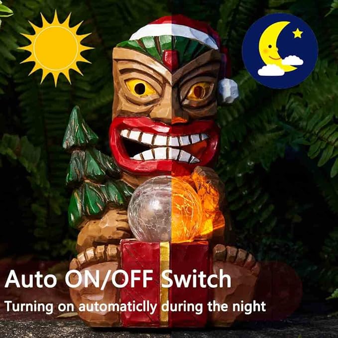 Outdoor Garden Decor-Christmas Tiki Totem Statues Light Beautiful Gift-Giving for Your Indoor Christmas & Holiday Decorations（9.65“）