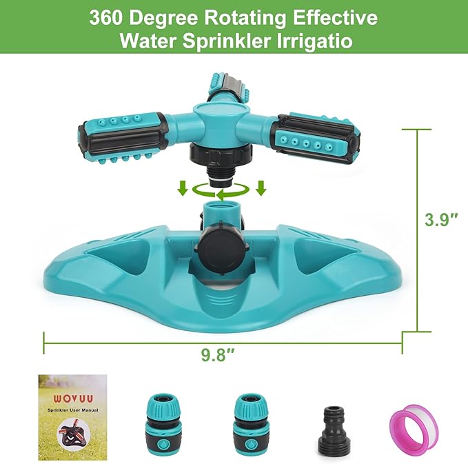 Lawn Sprinkler,Upgrade Garden Sprinkler Automatic 360 Degree Rotating Irrigation Grass Water Sprinkler System, Garden Hose Sprinkler for Yard/Built in 36 Units-2Pack(Blue)